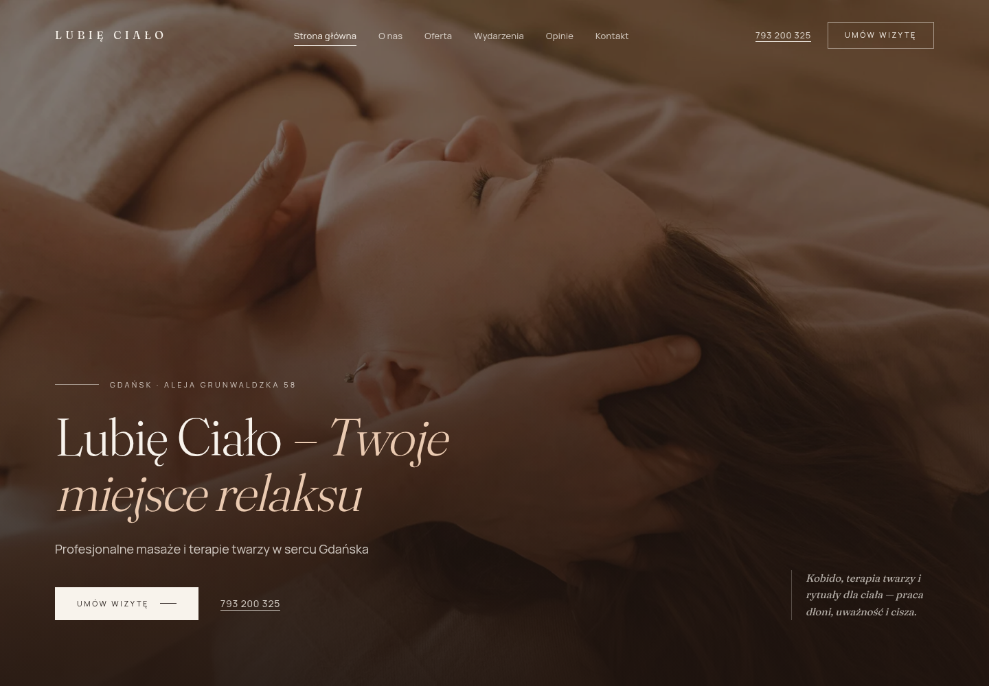 Zrzut działającej strony Lubię Ciało